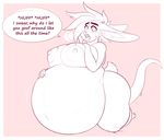  2017 5_fingers areola belly big_areola buckteeth digital_media_(artwork) drooling english_text female half-closed_eyes lagomorph mammal mr.pink nude panting pwink rabbit reptile saliva scalie solo_focus speech_bubble sweat teeth text voluptuous vore 