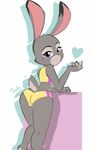  &lt;3 2016 alternate_version_available anthro butt camel_toe chronicsoda clothed clothing disney female fur grey_fur judy_hopps lagomorph looking_at_viewer looking_back mammal pink_nose purple_eyes rabbit rear_view simple_background solo white_background zootopia 