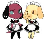  :3 animal_crossing anthro apron black_fur brown_eyes brown_nose canine cherry_(animal_crossing) clothing digital_drawing_(artwork) digital_media_(artwork) dog dress duo eyelashes female floppy_ears frilly frown fur golden_retriever goldie_(animal_crossing) kemono maid_apron maid_headdress maid_uniform mammal mouth_closed multicolored_fur nintendo plate purple_nose red_fur red_tail ribbons semi simple_background smile spots spotted_fur teal_eyes uniform video_games white_background yellow_fur yellow_tail 