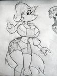  auntie_vixen big_breasts breasts canine chochi cleavage clothed clothing female fox hourglass_figure huge_breasts mammal midriff pencil_(artwork) shorts sketch solo tight_clothing traditional_media_(artwork) voluptuous wide_hips 