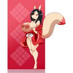  2017 anthro areola big_breasts black_hair breasts canine clothing female fox hair half-closed_eyes lonbluewolf looking_at_viewer mammal nipples open_mouth panties red-eyes solo tongue underwear 