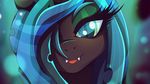 2017 changeling eyebrows eyelashes eyeshadow fangs female friendship_is_magic hi_res looking_at_viewer makeup my_little_pony open_mouth portrait queen_chrysalis_(mlp) rariedash slit_pupils smile solo teal_eyes teal_hair wallpaper 