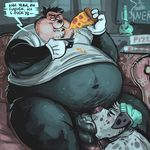 anthro balls beanie bong canine clothed clothing disney dramamine drugs duo erection fellatio food goof_troop hat humanoid_penis male male/male mammal obese open_mouth oral overweight penis pizza pj_(goof_troop) pornography sex smile vein 