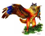  canine dungeons_&amp;_dragons feathered_wings feathers fur hybrid larry_dixon male mammal multicolored_fur official_art rainbow_fur role-playing_game scan senmurv solo sparkledog super_gay wings 