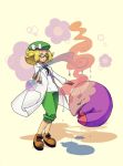  1girl bel_(pokemon) blonde_hair breasts commentary_request creatures_(company) eyes_closed game_freak gen_5_pokemon glasses green_eyes hat jacket labcoat medium_hair musharna nintendo open_mouth pokemon pokemon_(creature) pokemon_(game) pokemon_bw2 