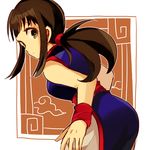  :o black_eyes black_hair chi-chi_(dragon_ball) chinese_clothes cloud dragon_ball long_hair looking_back lowres neko_ni_chikyuu ponytail red_background simple_background solo white_background wristband 