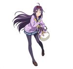  ahoge konno_yuuki long_hair official_art purple_hair red_eyes seifuku skirt smile sword_art_online 