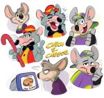  2019 anthro chuck_e_cheese clothed clothing food fur hi_res male mammal mascot mouse orlandofox pizza rat rodent simple_background whiskers 