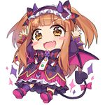  :3 :d arms_up bad_id bad_pixiv_id bangs black_bow blunt_bangs blush_stickers bow buttons checkered checkered_bow chibi chobi_(penguin_paradise) demon_horns demon_tail diamond_(shape) dress eyebrows_visible_through_hair fang frilled_dress frills fur-trimmed_boots fur_trim hair_bow hairband halloween heart heart_tail horned_headwear horns ichihara_nina idolmaster idolmaster_cinderella_girls juliet_sleeves kneehighs layered_dress lolita_hairband long_hair long_sleeves looking_at_viewer mismatched_legwear multicolored_bow open_mouth orange_hair pink_bow pocket puffy_sleeves purple_dress purple_footwear purple_legwear red_legwear simple_background single_kneehigh single_thighhigh smile solo sparkle sparkling_eyes striped striped_legwear tail tail_bow thighhighs two_side_up v-shaped_eyebrows white_background yellow_eyes 