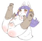  1girl breasts flat_chested fox furry matcha_(mattyan) purple_hair pussy solo uncensored yellow_eyes 
