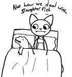  anthro anthro_on_feral bed bestiality female feral humor katia_managan male monochrome morning_after prequel slaughterfish squiggles stick_figures the_elder_scrolls video_games 
