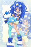  animal_ears bangs blue_bow blue_footwear blue_gloves blue_hair blue_legwear blue_neckwear blue_shirt blue_skirt bow bubble_skirt choker crown cure_gelato earrings extra_ears full_body gloves jewelry kirakira_precure_a_la_mode layered_skirt lion_ears long_hair magical_girl mini_crown onnaski parted_bangs precure shirt shoes single_thighhigh skirt solo standing tategami_aoi thighhighs thighhighs_pull white_skirt zoom_layer 
