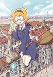  blonde_hair blue_eyes broom broom_riding commentary_request hairband highres john_zhang little_witch_academia lotte_jansson open_mouth spirit 