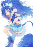  animal_ears blue_bow blue_eyes blue_footwear blue_gloves blue_hair blue_legwear blue_neckwear blue_shirt blue_skirt bow choker closed_mouth cropped_legs crown cure_gelato earrings extra_ears gloves hashibuto jewelry kirakira_precure_a_la_mode layered_skirt lion_ears lion_tail long_hair looking_at_viewer magical_girl mini_crown precure shirt shoes simple_background single_thighhigh skirt smile solo tail tategami_aoi thighhighs white_background white_skirt 