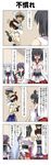  &gt;_&lt; 1boy 4girls 4koma akebono_(kantai_collection) bangs bell black_hair blank_eyes blunt_bangs breasts brown_eyes brown_hair carrying clenched_hands closed_eyes comic commentary crossed_arms detached_sleeves dress epaulettes fingerless_gloves flower gloves hair_bell hair_between_eyes hair_flower hair_ornament hair_tie hallway hand_on_hip hat headgear highres jacket japanese_clothes jingle_bell jitome kaga_(kantai_collection) kantai_collection large_breasts little_boy_admiral_(kantai_collection) long_sleeves military military_hat military_uniform multiple_girls muneate murakumo_(kantai_collection) nontraditional_miko o_o open_mouth pants peaked_cap pleated_skirt purple_hair rappa_(rappaya) sailor_dress school_uniform serafuku shoes short_sleeves shoulder_carry side_ponytail skirt smile surprised sweatdrop thighhighs translated uniform wide_sleeves yamashiro_(kantai_collection) zettai_ryouiki 