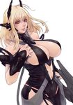  absurdres alva bare_shoulders blonde_hair breasts cleavage eyebrows eyebrows_visible_through_hair highres hips large_breasts lips long_hair looking_at_viewer navel original parted_lips red_eyes solo thighs 