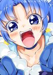  :d blue_eyes blue_gloves blue_hair blue_neckwear choker close-up collarbone cure_gelato earrings face gloves jewelry kirakira_precure_a_la_mode looking_at_viewer magical_girl naruse_yasuhiro open_mouth precure smile solo tategami_aoi teeth tongue 