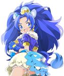 :d animal_ears bloomers blue_eyes blue_gloves blue_hair blue_shirt blue_skirt cowboy_shot crown cure_gelato earrings extra_ears gloves izumo_(izumo53) jewelry kirakira_precure_a_la_mode layered_skirt lion_ears lion_tail long_hair looking_at_viewer magical_girl mini_crown open_mouth precure shirt simple_background skirt smile solo tail tategami_aoi underwear white_background white_bloomers white_skirt 
