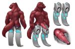  2019 abs amputee animal_genitalia anthro biceps butt close-up cockslit cybernetics cyborg digital_media_(artwork) dungeons_&amp;_dragons erection futuristic hi_res kobold lizard looking_at_viewer machine male model_sheet muscular muscular_male nude pecs penis prosthetic reptile scales scalie scar science_fiction simple_background solo standing swolebold thick_thighs w4g4 yellow_sclera 