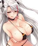  :q azur_lane bangs bare_arms bare_shoulders bikini black_bikini black_choker blush breast_hold breasts choker closed_mouth cocq_taichou collarbone covered_nipples eyebrows_visible_through_hair flag_print german_flag_bikini half-closed_eyes huge_breasts licking_lips lips long_hair looking_at_viewer mole mole_on_breast multicolored_hair naughty_face navel prinz_eugen_(azur_lane) red_eyes red_hair silver_hair simple_background smile solo spaghetti_strap streaked_hair suggestive_fluid sweat swept_bangs swimsuit tongue tongue_out tsurime two_side_up upper_body very_long_hair white_background 