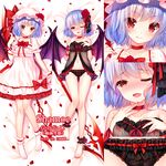  ;d ankle_cuffs ass_visible_through_thighs barefoot bed_sheet black_panties black_wings blue_hair blush breasts choker collarbone dakimakura demon_wings dress eyebrows_visible_through_hair fang flower from_above grandia_bing hair_flower hair_ornament hair_ribbon hat hat_flower head_tilt looking_at_viewer lying midriff multiple_views nail_polish navel nipples on_back one_eye_closed open_mouth panties red_eyes red_flower red_nails remilia_scarlet ribbon ribbon_choker short_dress short_hair short_sleeves simple_background small_breasts smile socks stomach toenail_polish touhou underwear underwear_only white_background white_dress white_hat white_legwear wings 