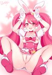  :d absurdres animal_ears anus bow breasts breasts_outside bunny_ears bunny_pose cake_hair_ornament censored choker cure_whip food_themed_hair_ornament full_body gloves hair_ornament hairband highres kirakira_precure_a_la_mode long_hair looking_at_viewer magical_girl medium_breasts mosaic_censoring nipples open_mouth pink_bow pink_eyes pink_footwear pink_hair pink_neckwear precure pussy red_hairband shoes signature sitting skirt smile solo spread_legs star starry_background tras030303 twintails usami_ichika white_gloves 