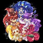  :d :o acorn animal_ears arisugawa_himari bangs black_background blue_eyes blue_gloves blue_hair blue_shirt blue_tongue bow brown_hair brown_hat bunny_ears cake_hair_ornament carrot cat_ears cat_tail chocolate crown cure_chocolat cure_custard cure_gelato cure_macaron cure_whip dog_ears dog_tail earrings extra_ears fish food food_themed_hair_ornament gloves hair_ornament hat holding holding_food hungry jewelry kenjou_akira kirakira_precure_a_la_mode kotozume_yukari lion_ears lion_tail long_hair looking_at_another looking_at_viewer macaron_hair_ornament magical_girl mini_crown mouth_hold multiple_girls ninomae open_mouth orange_bow orange_eyes pink_eyes pink_hair ponytail precure purple_eyes purple_hair red_eyes red_hair saliva shirt short_hair simple_background smile squirrel_ears squirrel_tail swept_bangs tail tategami_aoi top_hat twintails usami_ichika wide-eyed yellow_tongue 