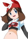  1girl bandanna blue_eyes brown_hair elbow_gloves hainchu haruka_(pokemon) pokemon pokemon_(anime) solo tagme team_rocket team_rocket_(cosplay) 