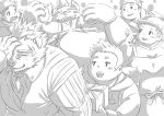  barghest behemoth_(housamo) black_and_white blush human mammal mohawk monochrome monster overweight pihii3 ryouta_yakushimaru scar tokyo_afterschool_summoners ursid video_games 