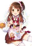  :d alternate_costume apron basket blush bow brown_footwear brown_skirt cherry cookie enmaided envelope food fruit full_body highres idolmaster idolmaster_cinderella_girls idolmaster_cinderella_girls_starlight_stage long_hair looking_at_viewer maid maid_apron omelet_tomato one_side_up open_mouth parfait plate pudding puffy_short_sleeves puffy_sleeves shimamura_uzuki short_sleeves sitting skirt smile solo spoon thighhighs thighs white_legwear 