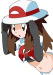  blue_(pokemon) cosplay elbow_gloves gradient gradient_background hainchu navel nintendo pokemon pokemon_(anime) pokemon_(game) pokemon_frlg team_rocket team_rocket_(cosplay) 