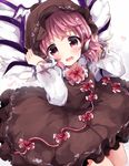  commentary_request dress hat long_sleeves looking_at_viewer mystia_lorelei open_mouth pink_eyes pink_hair short_hair solo touhou uguisu_mochi_(ykss35) wings 