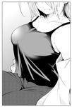  3: breasts camisole closed_mouth coat collarbone commentary_request greyscale highres large_breasts monochrome nande_koko_ni_sensei_ga!? open_clothes open_coat pants soborou solo 