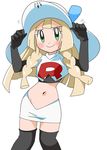  1girl blonde_hair elbow_gloves green_eyes hainchu hat lillie_(pokemon) pokemon pokemon_(anime) pokemon_sm_(anime) tagme team_rocket team_rocket_(cosplay) 