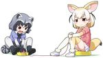  :3 :d animal_ears bad_id bad_twitter_id bangs black_skirt blonde_hair blue_shirt blush bow bowtie brown_eyes closed_mouth commentary_request common_raccoon_(kemono_friends) elbow_gloves eyebrows_visible_through_hair fang fennec_(kemono_friends) fox_ears fox_tail fur_trim gloves grey_gloves grey_hair inactive_account kemono_friends looking_at_viewer multiple_girls open_mouth orange_legwear pantyhose pleated_skirt raccoon_ears raccoon_tail red_string sakurabe_notosu shirt shoes short_hair short_sleeves simple_background sitting skirt smile string sweater tail thighhighs washing white_background white_gloves white_legwear white_shirt yarn yarn_ball 