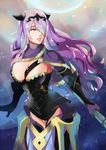  armor axe azuumori black_armor boots breasts camilla_(fire_emblem_if) cleavage fire_emblem fire_emblem_if hair_over_one_eye holding holding_axe holding_weapon large_breasts lips long_hair purple_eyes purple_hair solo thigh_boots thighhighs tiara very_long_hair wavy_hair weapon 