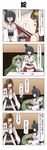  &gt;_&lt; 2girls 4koma ahoge black_hair blank_eyes breasts brown_hair clenched_hands closed_eyes comic commentary couch detached_sleeves double_bun drinking epaulettes hair_between_eyes hair_ornament hand_on_another's_mouth hat headgear hidden_eyes highres kantai_collection kongou_(kantai_collection) large_breasts little_boy_admiral_(kantai_collection) long_hair military military_hat military_uniform motion_lines multiple_girls nontraditional_miko o_o open_mouth oversized_clothes pants peaked_cap rappa_(rappaya) red_eyes short_hair sitting skirt smile speech_bubble sweatdrop teapot thighhighs thought_bubble translated uniform wide_sleeves yamashiro_(kantai_collection) 