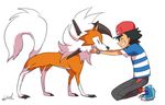  black_hair gen_7_pokemon hoshito_yuu lycanroc pokemon pokemon_(anime) pokemon_(creature) pokemon_(game) pokemon_sm satoshi_(pokemon) wolf 