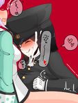  akitsu_maru_(kantai_collection) akitsushima_(kantai_collection) black_hair blush breasts commentary_request cum cum_on_body cum_on_breasts cum_on_clothes cum_on_upper_body ejaculation futa_with_female futanari grey_eyes hat implied_futanari kantai_collection military military_uniform multiple_girls nb_(pixiv594732) paizuri paizuri_under_clothes partial_commentary peaked_cap penis_under_clothes short_hair translation_request uniform 