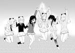  6+girls animal_ears blush castle coat greyscale grin hand_holding jumping kuroki_tomoko monochrome multiple_girls nemoto_hina pantyhose satou_takumi school_uniform smile socks sweater tamura_yuri tanaka_mako ucchi_(watamote) watashi_ga_motenai_no_wa_dou_kangaetemo_omaera_ga_warui! yoshida_masaki 