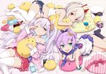  &gt;_&lt; :d anchor_symbol ayanami_(azur_lane) azur_lane bad_revision bangs bare_shoulders bed_sheet black_legwear black_ribbon blush blush_stickers bottle bow bow_panties breasts coca-cola coin collarbone covered_mouth crown cube downblouse downscaled_revision embarrassed eyebrows_visible_through_hair from_above gem gochou_(atemonai_heya) green_eyes hair_ornament hair_ribbon hairband hand_up hat hat_removed headgear headwear_removed heart heart_pillow highres jacket javelin_(azur_lane) kneehighs knees_together_feet_apart laffey_(azur_lane) long_hair long_sleeves looking_at_viewer looking_up lying md5_mismatch medium_breasts mental_cube_(azur_lane) mini_crown miniskirt multiple_girls navel off_shoulder on_back open_clothes open_jacket open_mouth panties pantyshot pantyshot_(lying) peaked_cap pillow pink_hair pink_hairband pink_jacket pink_panties pink_skirt plaid plaid_skirt pleated_skirt ponytail purple_skirt red_bow red_eyes ribbon shirt skirt sleeveless smile star stomach strap_slip striped striped_panties striped_pillow stuffed_chicken tareme thighhighs tsurime twintails underwear unzipped upper_body waking_up white_hair white_hat white_legwear white_panties white_shirt wiping_face x_hair_ornament zipper zipper_pull_tab 
