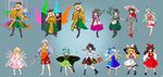  absurdres ajirogasa alphes_(style) animal_ears apron aqua_eyes aura bamboo barefoot black_footwear black_hair black_legwear blonde_hair blue_dress blue_eyes blue_hair boots bow braid brown_eyes brown_hair butterfly_wings buttons cirno commentary_request detached_sleeves door dress drum eternity_larva flower full_body geta green_eyes green_hair green_skirt grey_hair hair_bow hair_tubes hakurei_reimu hand_on_hip hands_on_hips hat hat_ribbon hidden_star_in_four_seasons highres holding horn ice ice_wings instrument kaoru_(gensou_yuugen-an) kirisame_marisa komano_aun leaf_fan lily_white long_hair long_sleeves looking_at_viewer mary_janes matara_okina multiple_girls nishida_satono no_socks open_mouth orange_eyes outstretched_arm outstretched_arms parody paw_pose pen pink_eyes pom_pom_(clothes) red_eyes red_legwear red_shirt red_skirt ribbon sakata_nemuno sandals scarf shameimaru_aya shirt shoes short_dress short_hair short_sleeves shorts sitting skirt smile standing style_parody sunflower tabard tabi tachi-e tan tanned_cirno teeth teireida_mai touhou twin_braids white_footwear white_legwear white_shorts wide_sleeves wings yatadera_narumi 