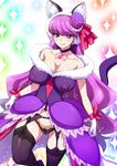  a_la_mode_style_(precure) animal_ears artist_name bare_shoulders black_legwear black_panties blush breasts cat_ears cat_tail choker cleavage closed_mouth collarbone covered_nipples cure_macaron dress earrings ears_through_headwear extra_ears eyebrows_visible_through_hair food_themed_hair_ornament garter_belt gem gloves hair_ornament jewelry joy_ride kirakira_precure_a_la_mode kotozume_yukari large_breasts long_hair macaron_hair_ornament panties precure pubic_hair purple_eyes purple_hair see-through smile solo sparkle tail thighhighs underwear very_long_hair white_gloves 