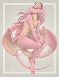  2017 2_toes 3_fingers ambiguous_gender anthro belly_scales biped border character_name cheek_tuft claws curved_horn detts digital_drawing_(artwork) digital_media_(artwork) digitigrade dragon english_text facial_markings facial_scar flat_chested floating front_view frown full-length_portrait girly grey_background hair horn long_hair looking_away markings membranous_wings morvana_(detts) multicolored_scales nude orange_horn outline pink_claws pink_hair pink_scales pink_wings portrait ridged_horn scales scalie scar simple_background slim slit_pupils solo suspended_in_midair tan_scales tan_wings text toe_claws toes tuft two_tone_scales two_tone_wings western_dragon wings yellow_markings yellow_sclera 