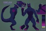  2017 anthro beak capcom claws d-sui digital_media_(artwork) dimclaw dragon flying_wyvern fur male membranous_wings model_sheet monster_hunter nargacuga nude scalie simple_background smile solo video_games wings wyvern 