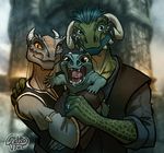 anthro argonian baby cute drooling family female galoogamelady green_scales grey_scales happy horn love male portrait ring roaring saliva scales scalie scouts-many-marshes signature simple_background smile standing tee-markus the_elder_scrolls tongue video_games young 