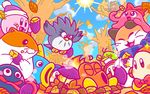  5boys autumn autumn_leaves beanie bird blush_stickers bobblehat bow bowtie cat chuchu_(kirby) commentary_request con_(kirby) coo_(kirby) eating fish food fox gooey hamster hat hot_head_(kirby) kine_(kirby) kirby kirby_(series) leaf multiple_boys nago no_humans octopus official_art owl pitch_(kirby) pon_(kirby) rick_(kirby) roasting sun sweet_potato tanuki tree waddle_dee 