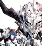  armor artist_name black_border border facing_viewer fate/apocrypha fate_(series) full_armor helmet horned_helmet kei-suwabe mordred_(fate) mordred_(fate)_(all) plate_armor portrait simple_background solo upper_body white_background 