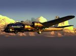  airplane b-17_flying_fortress bomber colorized commentary_request derivative_work flying from_below fuyunobu gun machine_gun military military_vehicle no_humans scenery sunset turret weapon world_war_ii 