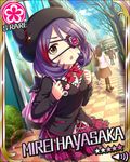  blush card_(medium) character_name eyepatch gothic hayasaka_mirei idolmaster idolmaster_cinderella_girls purple_hair short_hair stars violet_eyes 